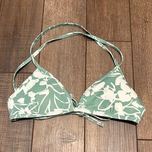 Jolyn Lily Triangle Bikini Top Medium Green Floral Tie Back